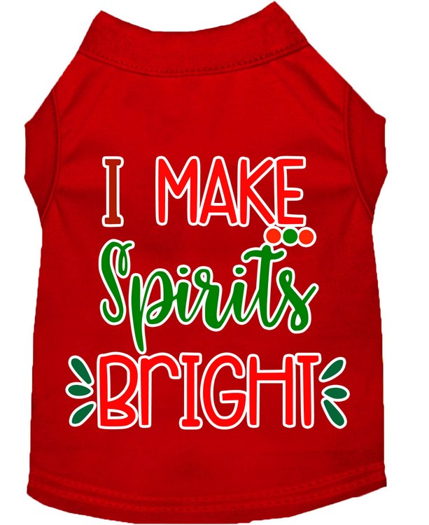 I Make Spirits Bright Screen Print Dog Shirt Red XS